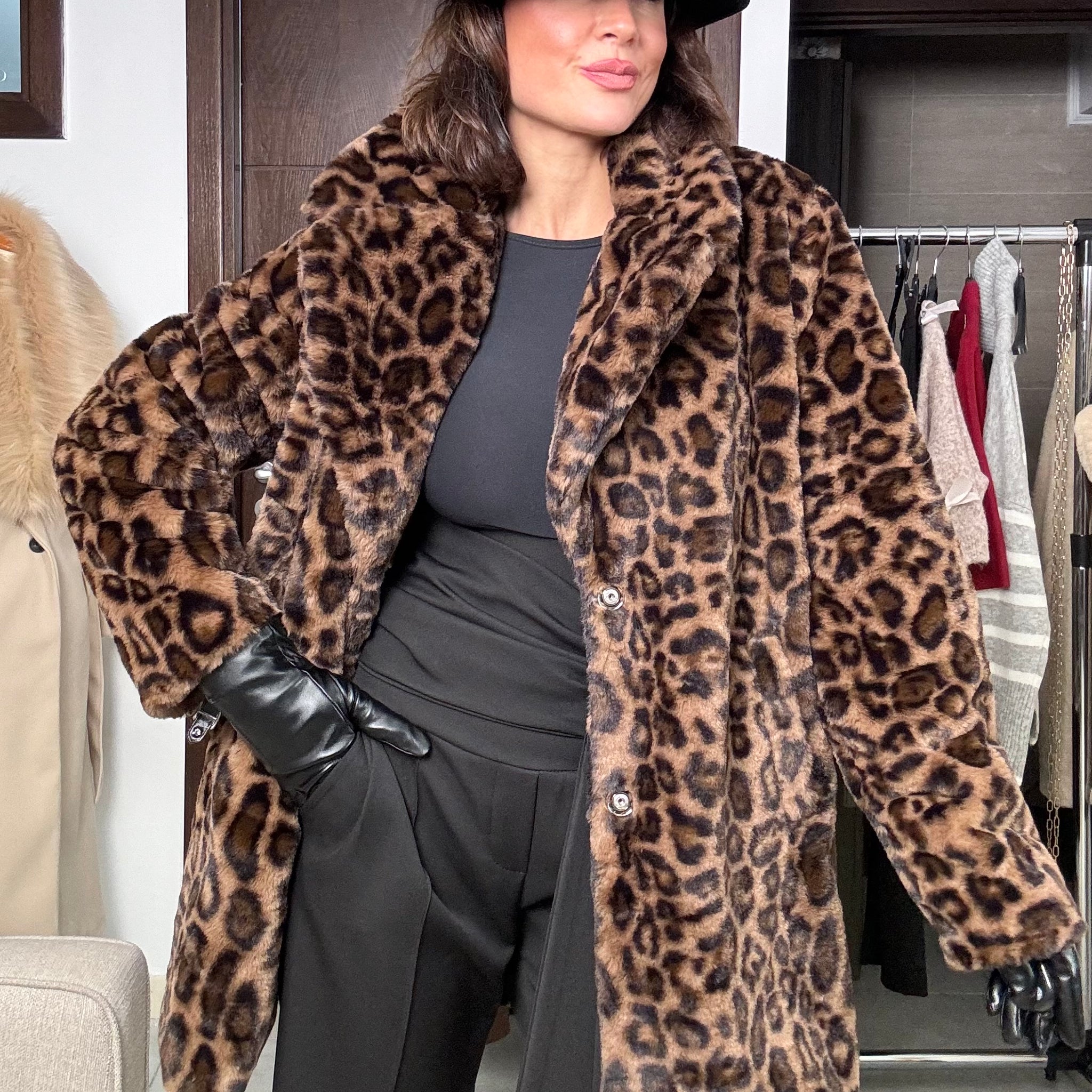 Eco pelliccia teddy maculata