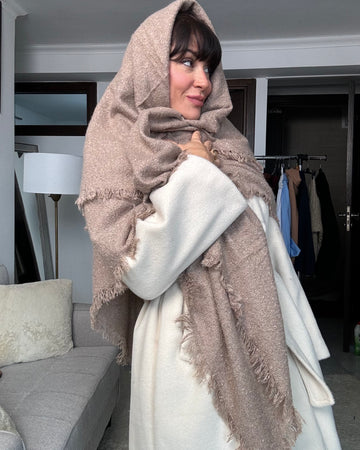 Stola Maxi misto lana beige  140cmx 140cm