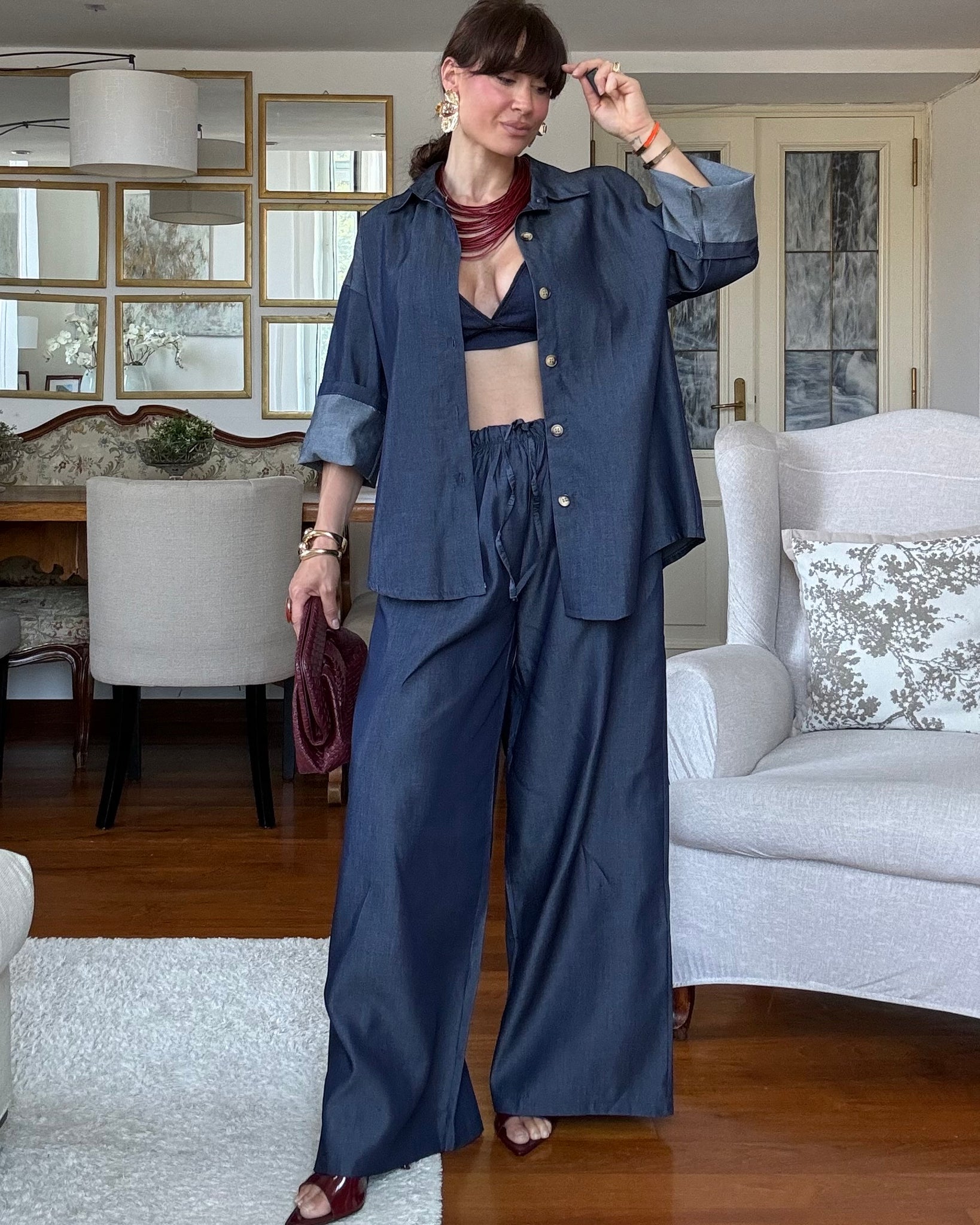 Coordinato camicia e pantalone in Denim lavaggio zero