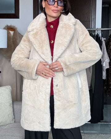 Eco pelliccia teddy beige chiaro