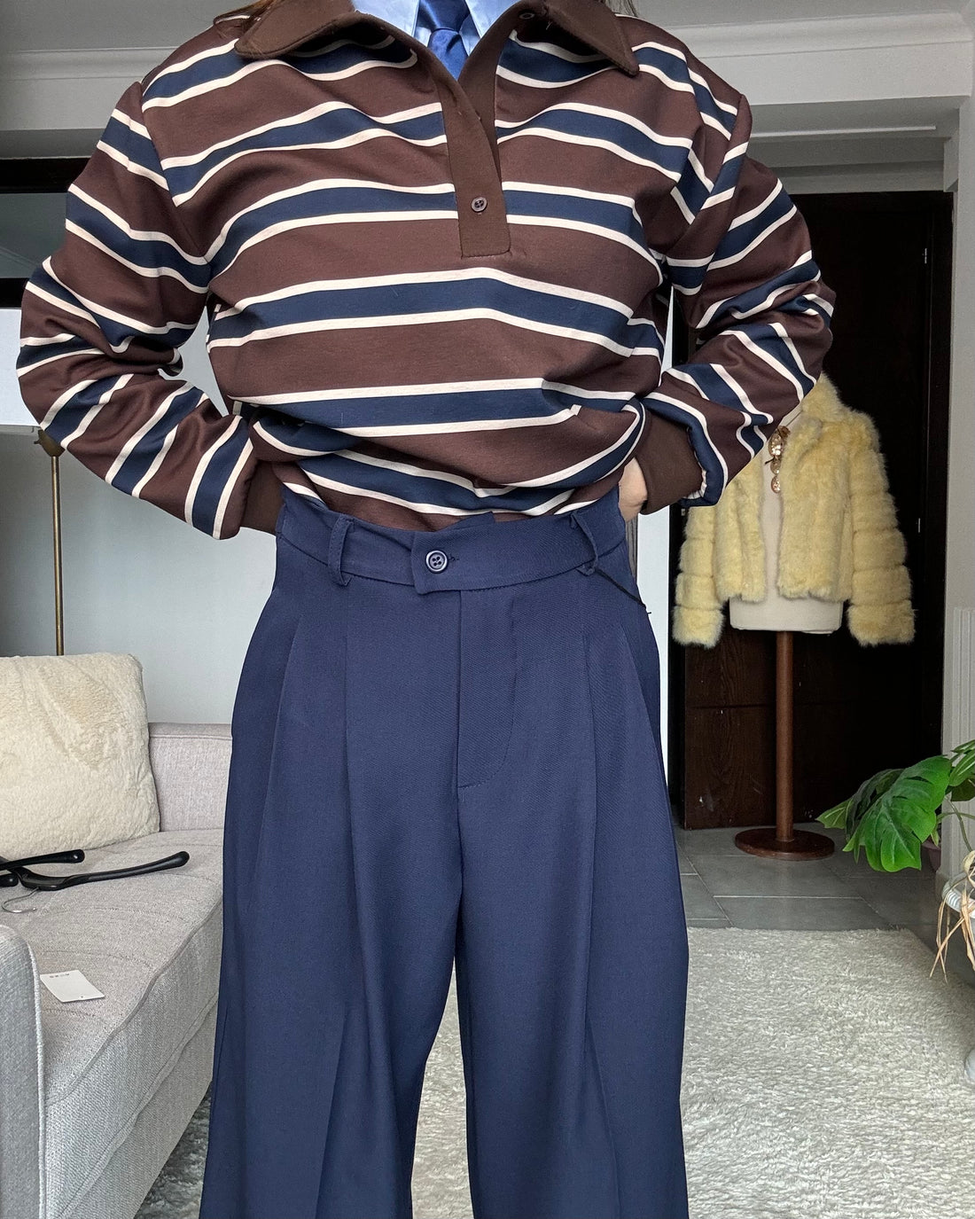 Pantalone classico fit uomo blu