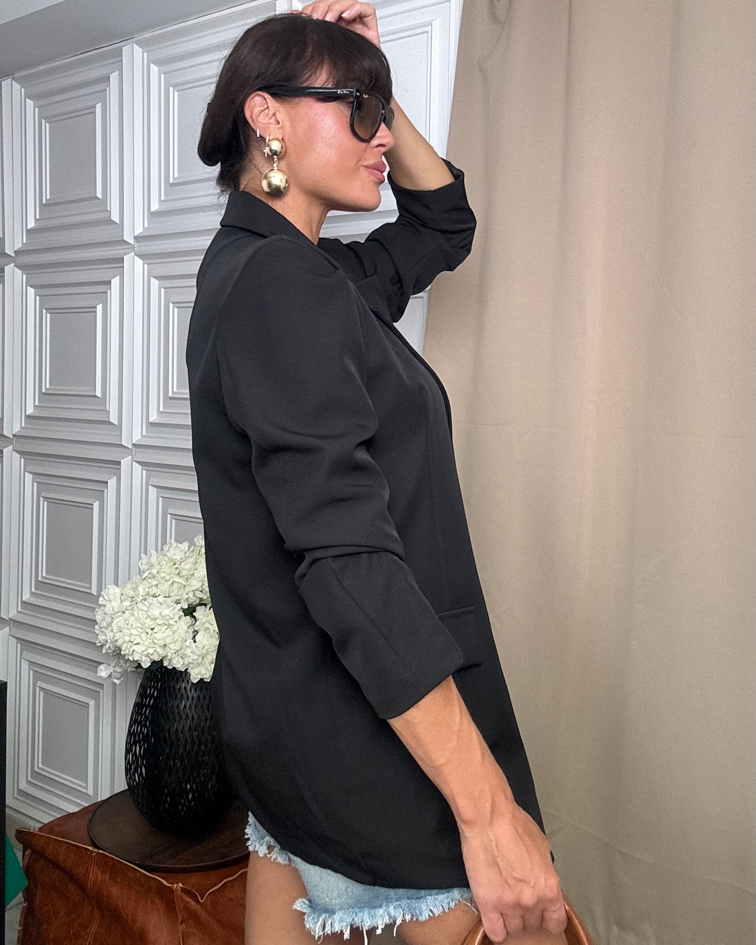Blazer monopetto “taglio uomo “sartoriale nero