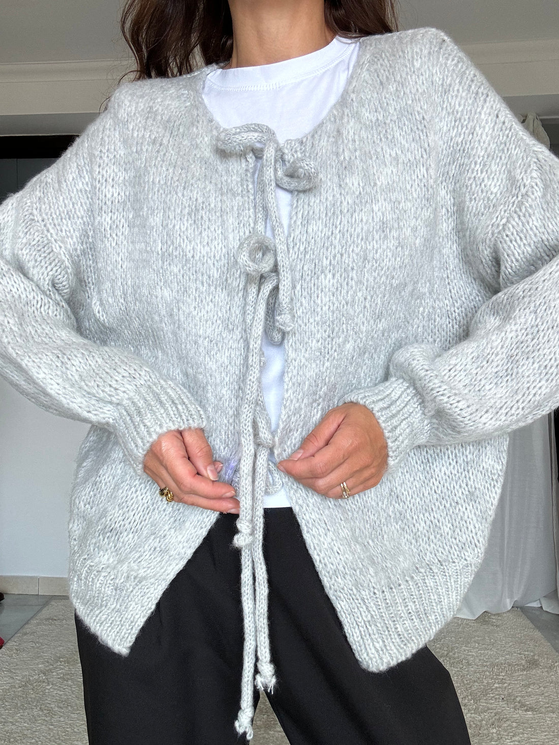 Cardigan lana e viscosa grigio