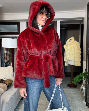 Pelliccia Alaska crop simil visone Borgogna