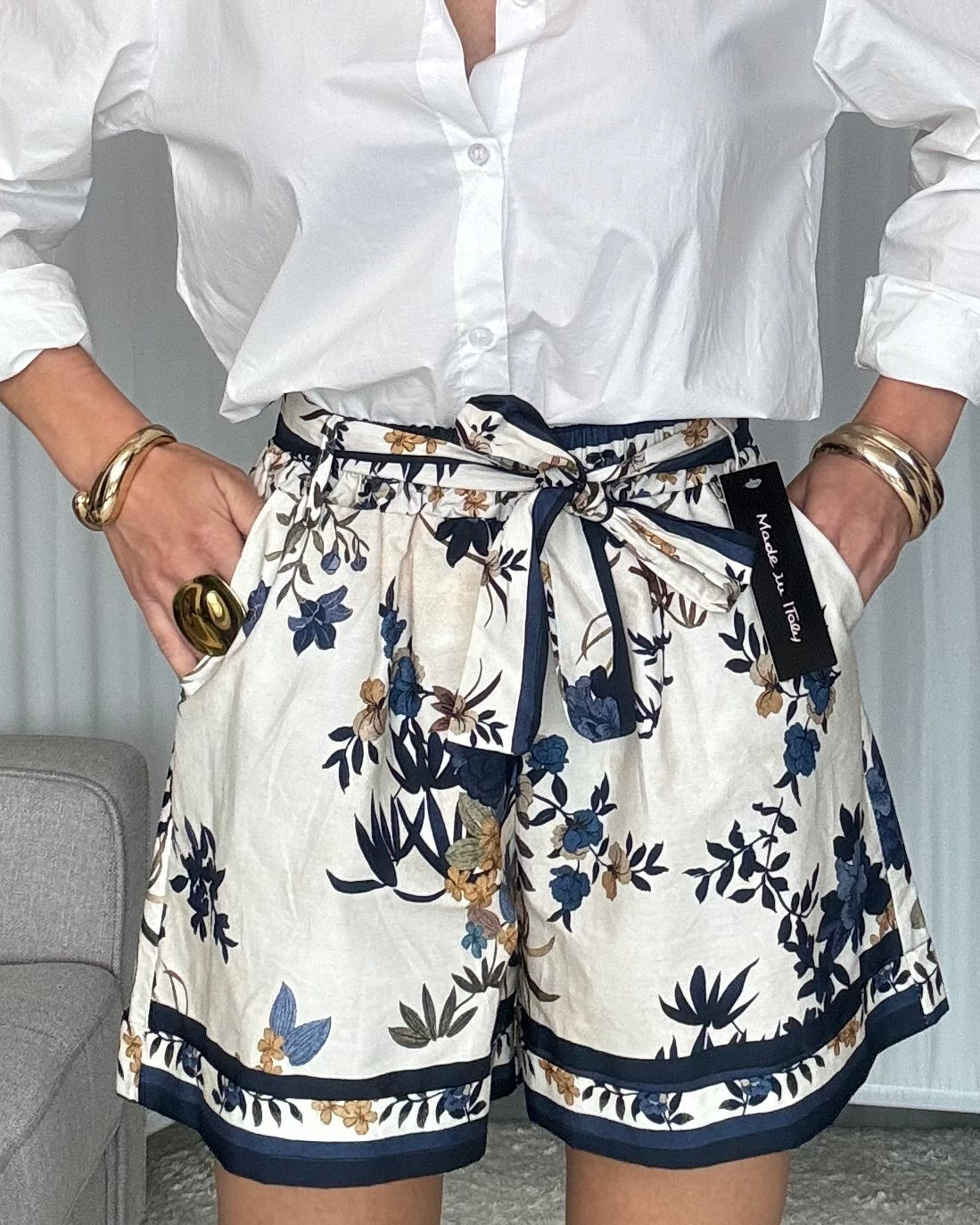 Shorts Amalfi elegante a caramella 100% fresco cotone