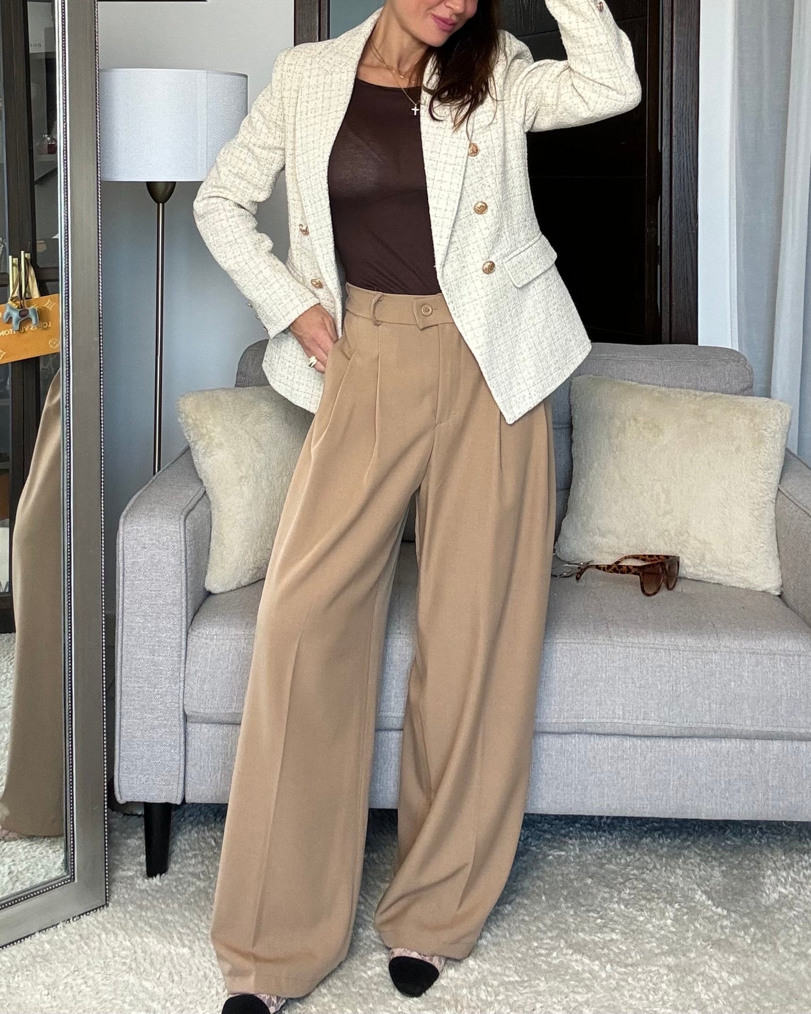 Pantalone classico  fit uomo Camel