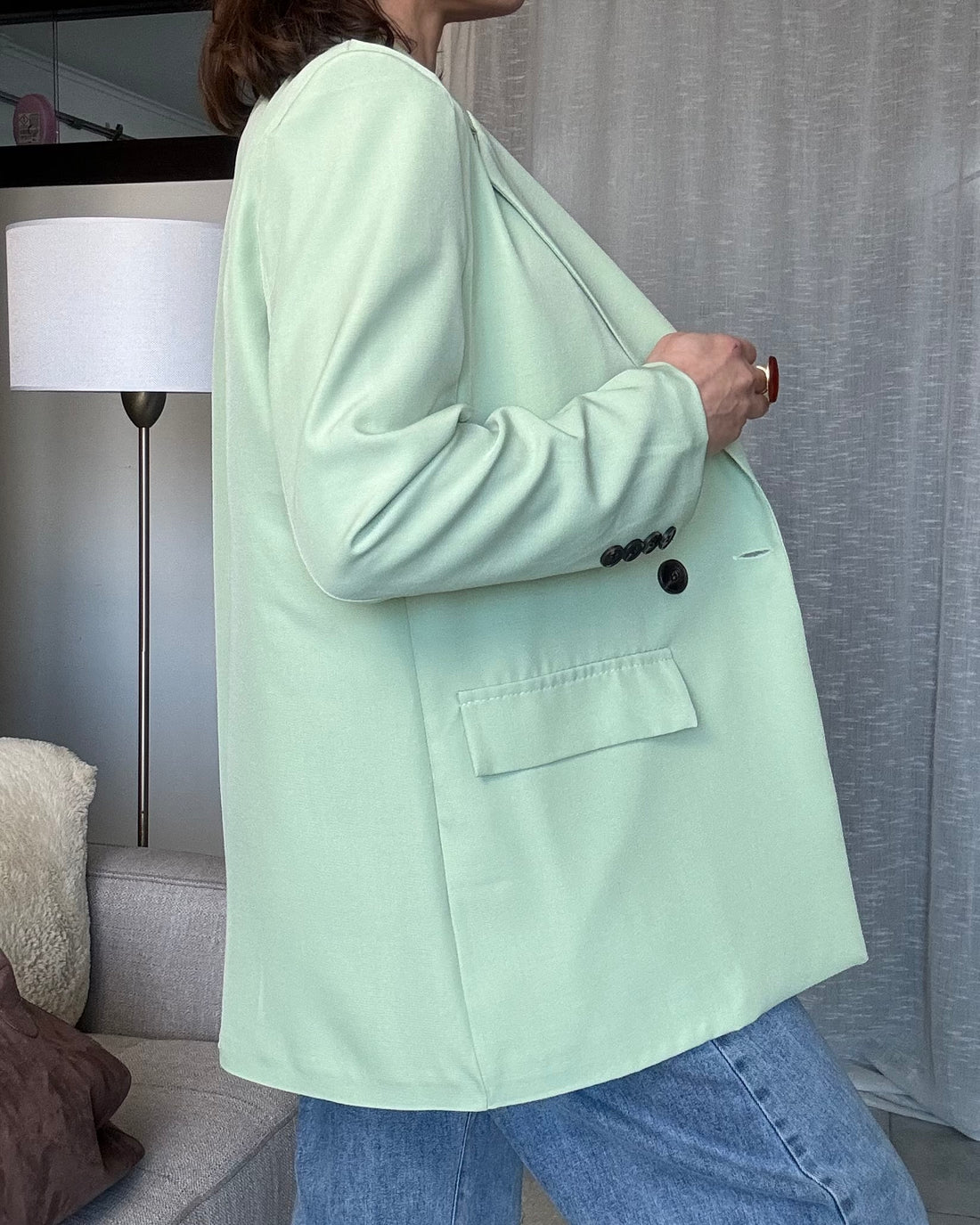 Blazer doppio petto taglio uomo sartoriale menta