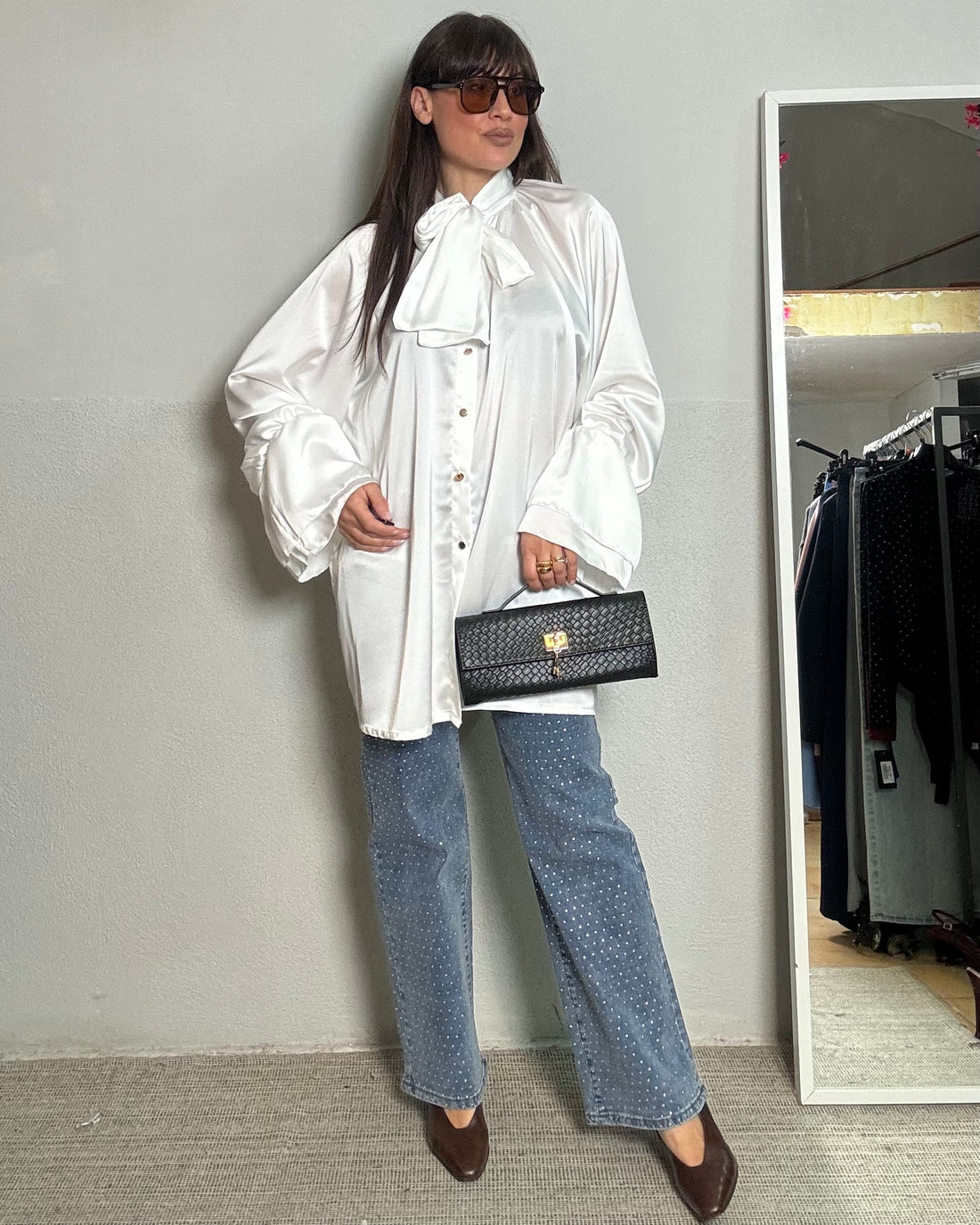 Camicia Penelope simil seta oversize bianca