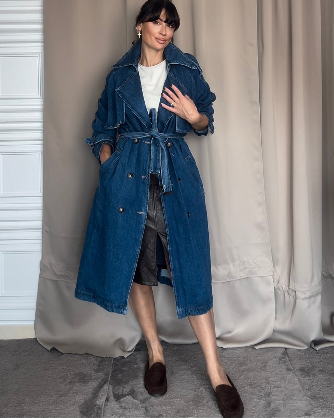 Trench Denim lavaggio scuro 100% cotone