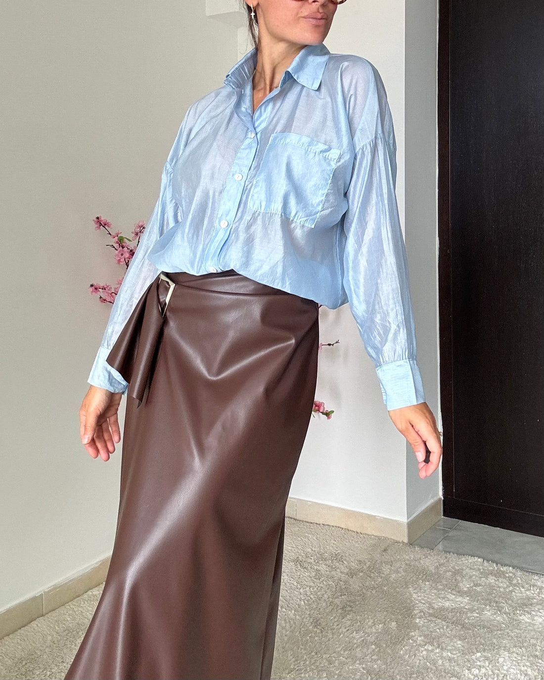 Camicia organza azzurra