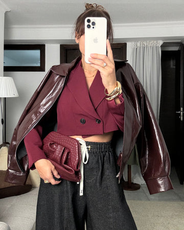 Blazer Crop Borgogna