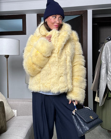Pelliccia ecologica giallo pastello