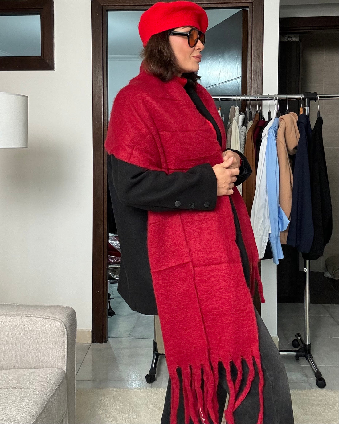 Sciarpa Maxi frange Burgundy