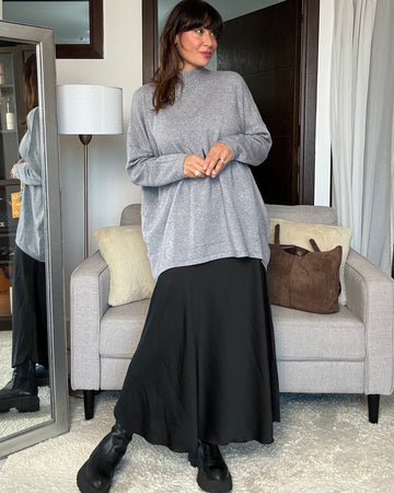 Pullover lungo oversize grigio