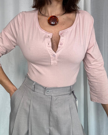 T-shirt bottoncini 100% cotone rosa