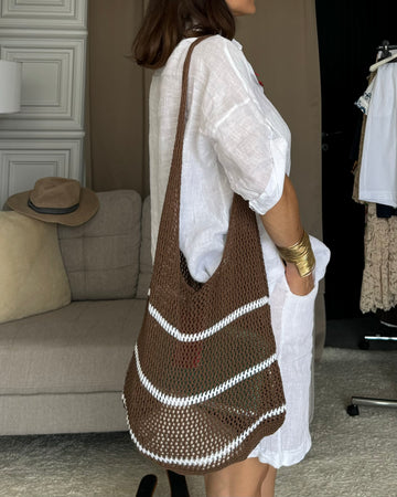 Shopper uncinetto artigianale marrone