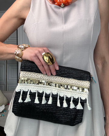 Pochette rafia Nero e Oro