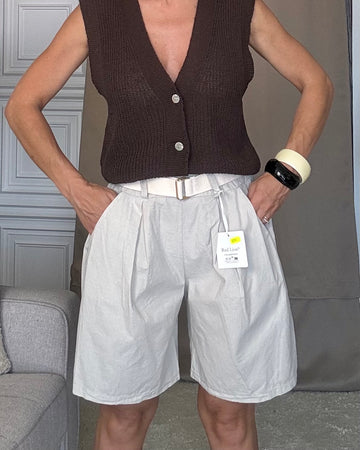 Bermuda 100% in filo di cotone beige/ghiaccio
