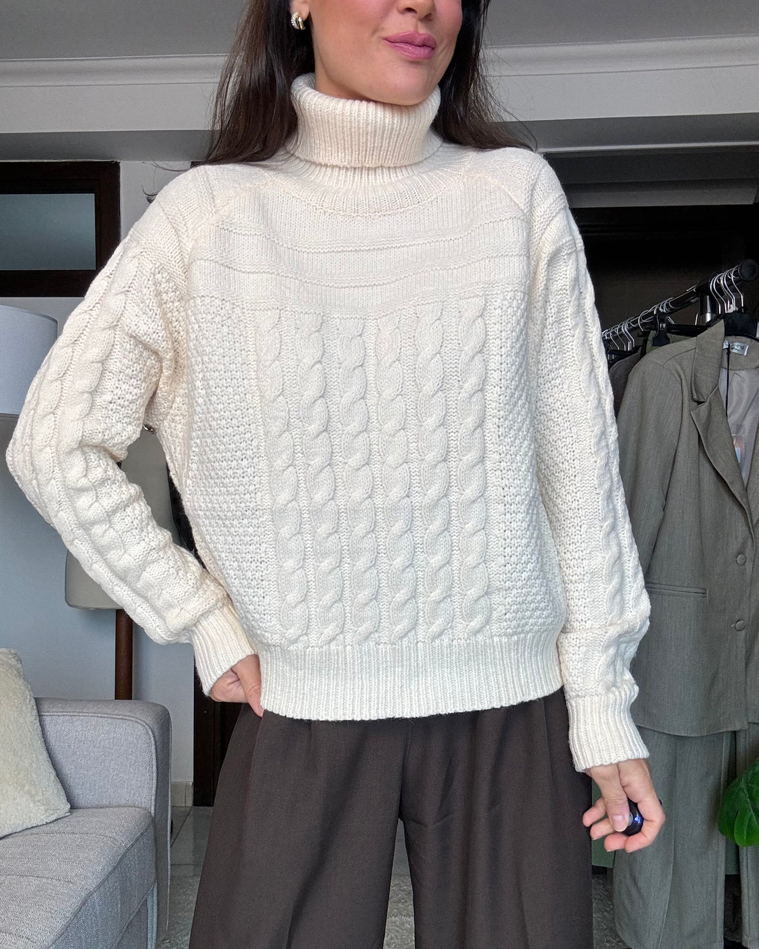 Pullover Cortina collo alto burro