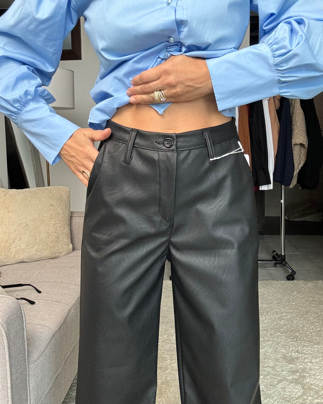 Pantalone Dakota ecopelle leggermente felpato