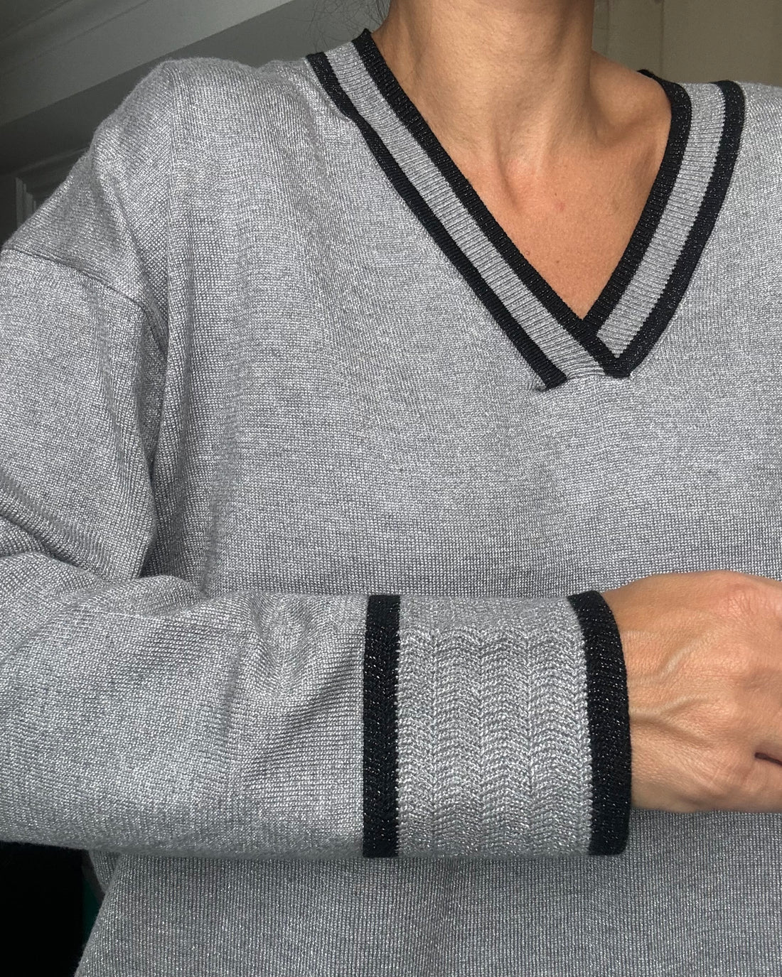 Pullover in Lurex interno viscosa argento
