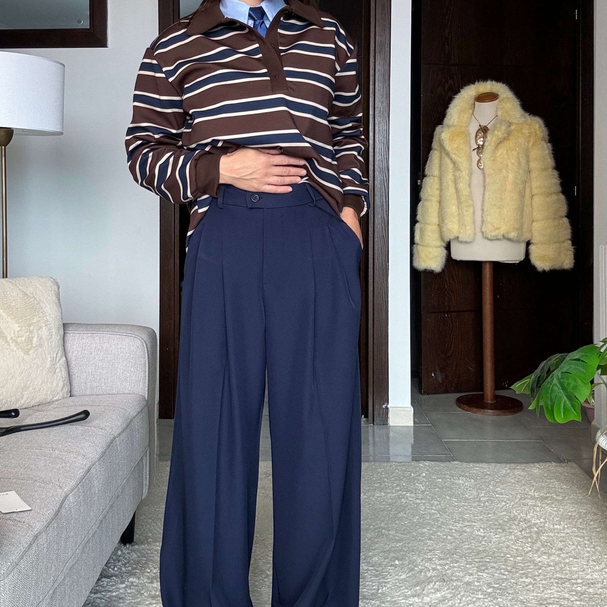 Pantalone classico fit uomo blu