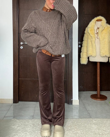 Pantalone velluto cioccolato leggera zampa