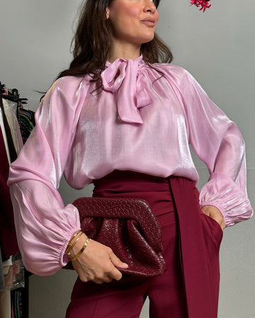 Camicia blusa organza rosa