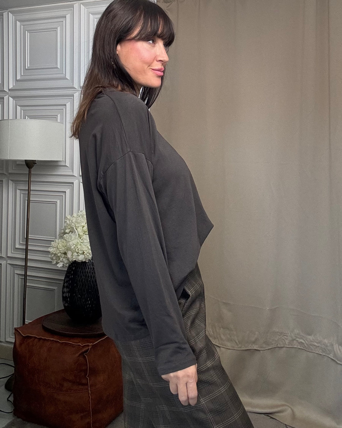 T-shirt con taschino 100% cotone Marrone