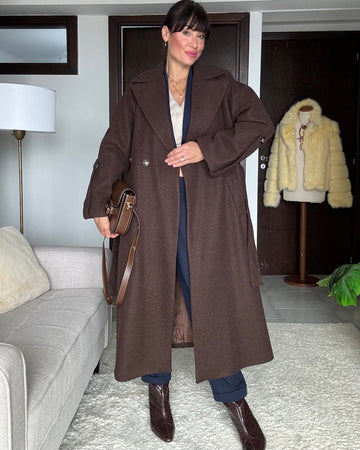 Cappotto lana rasata raglan cacao