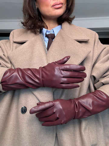 Guanto lungo eco pelle Borgogna