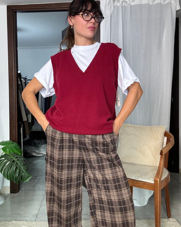 Gilet in lanetta oversize  bordeaux