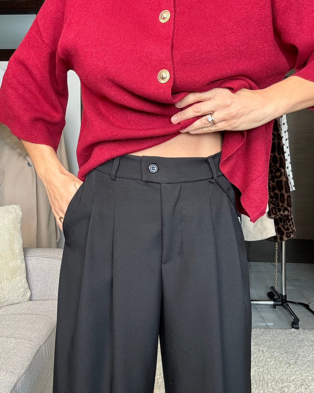 Pantalone classico fit uomo sartoriale nero
