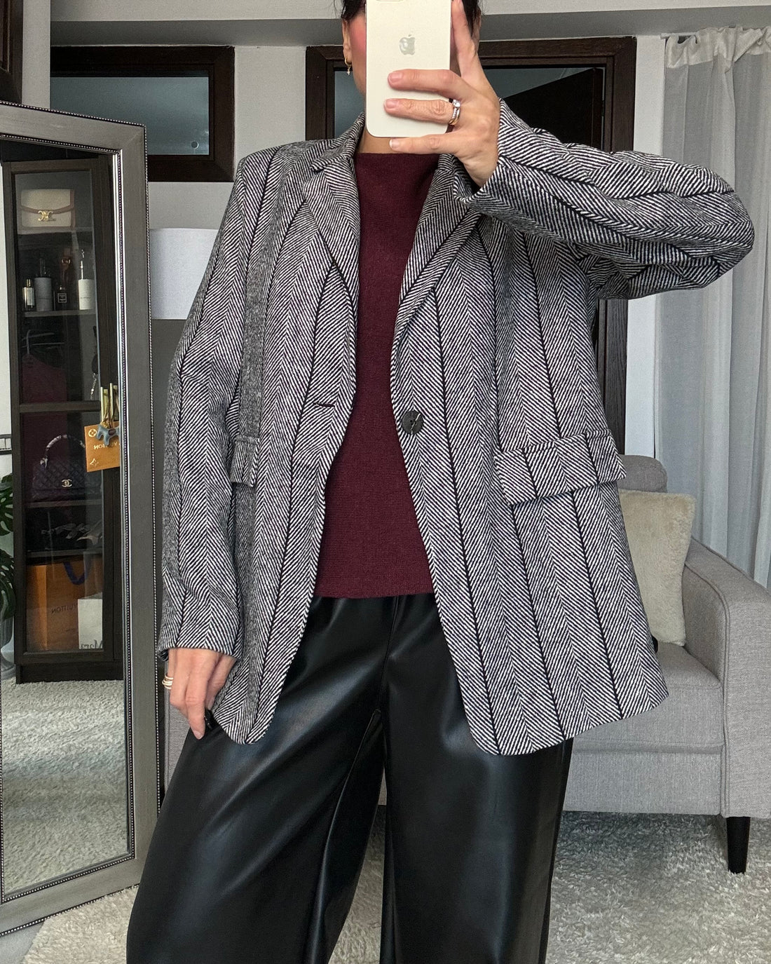 Blazer peso cappotto spigato noir