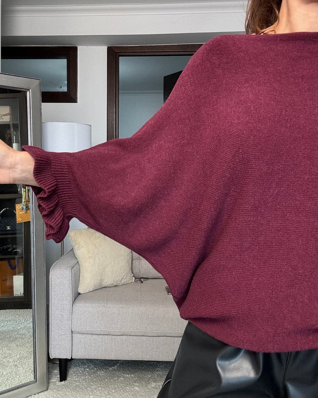 Pullover scollo a barca Borgogna