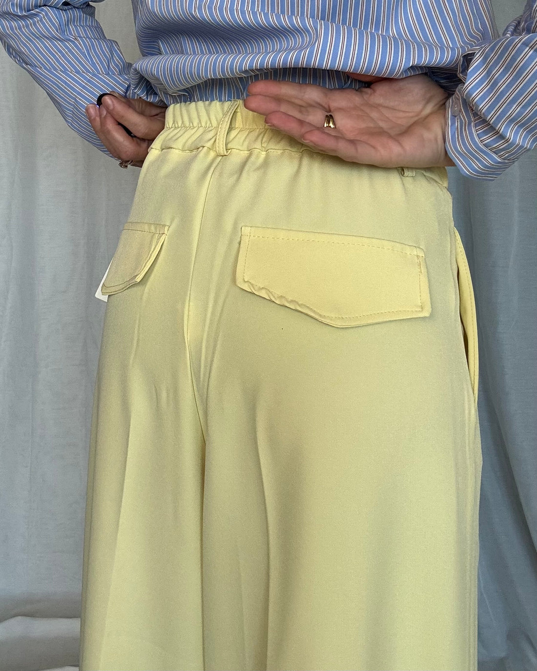 Pantalone classico fit uomo sartoriale giallo pastello