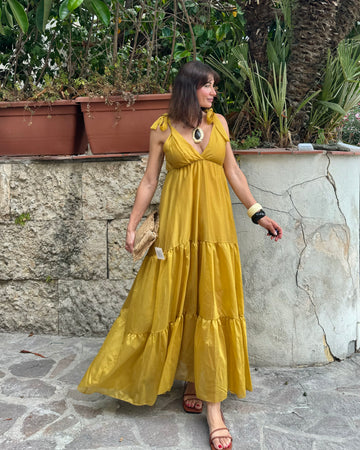 Abito in tencel ocra
