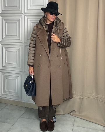 Piumino con smanicato removibile 50% Lana nocciola