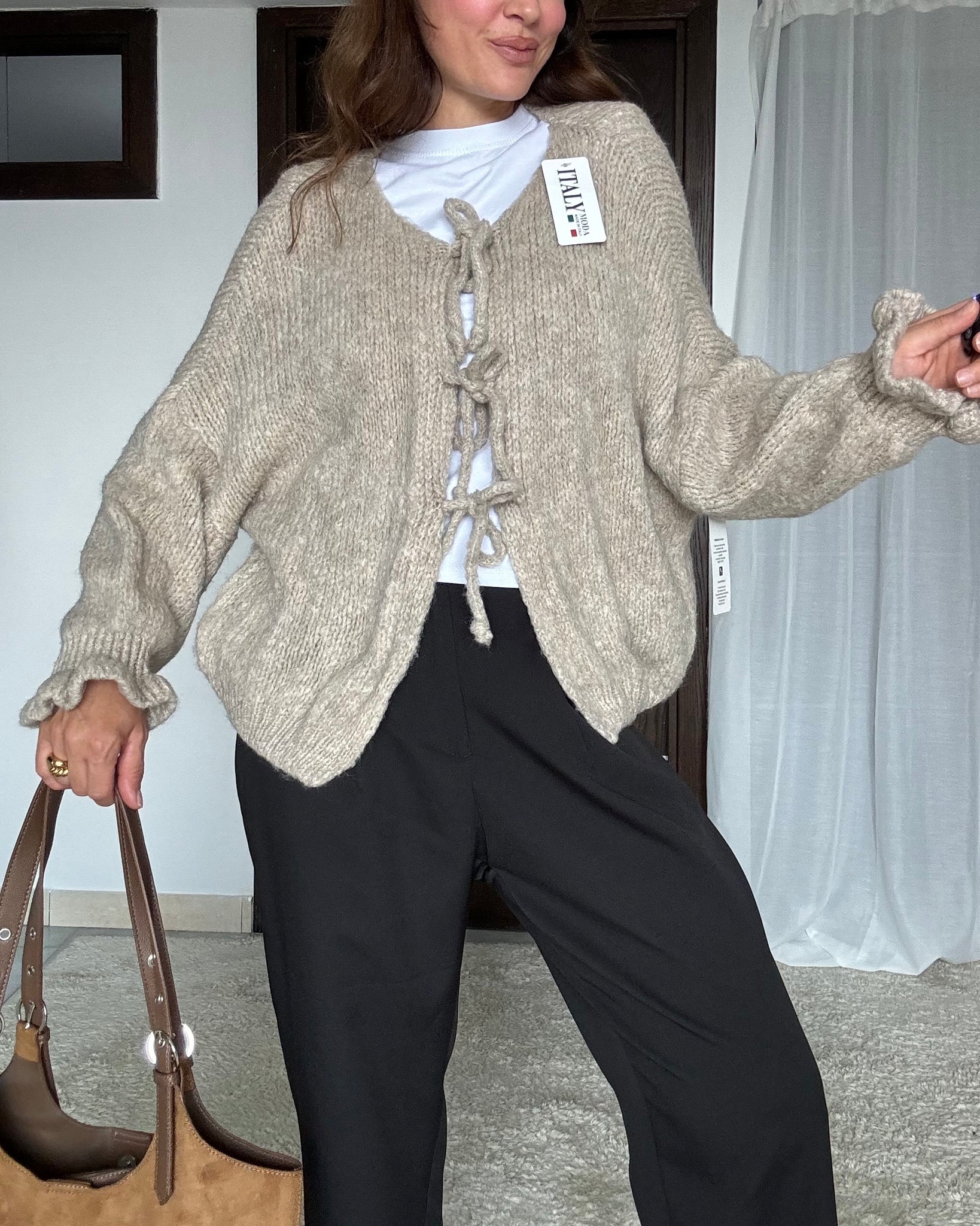 Cardigan lana e viscosa talpa