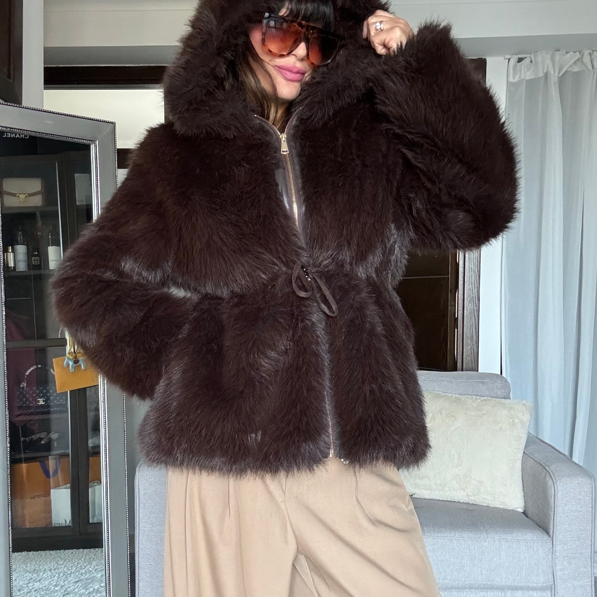 Eco pelliccia visone moro