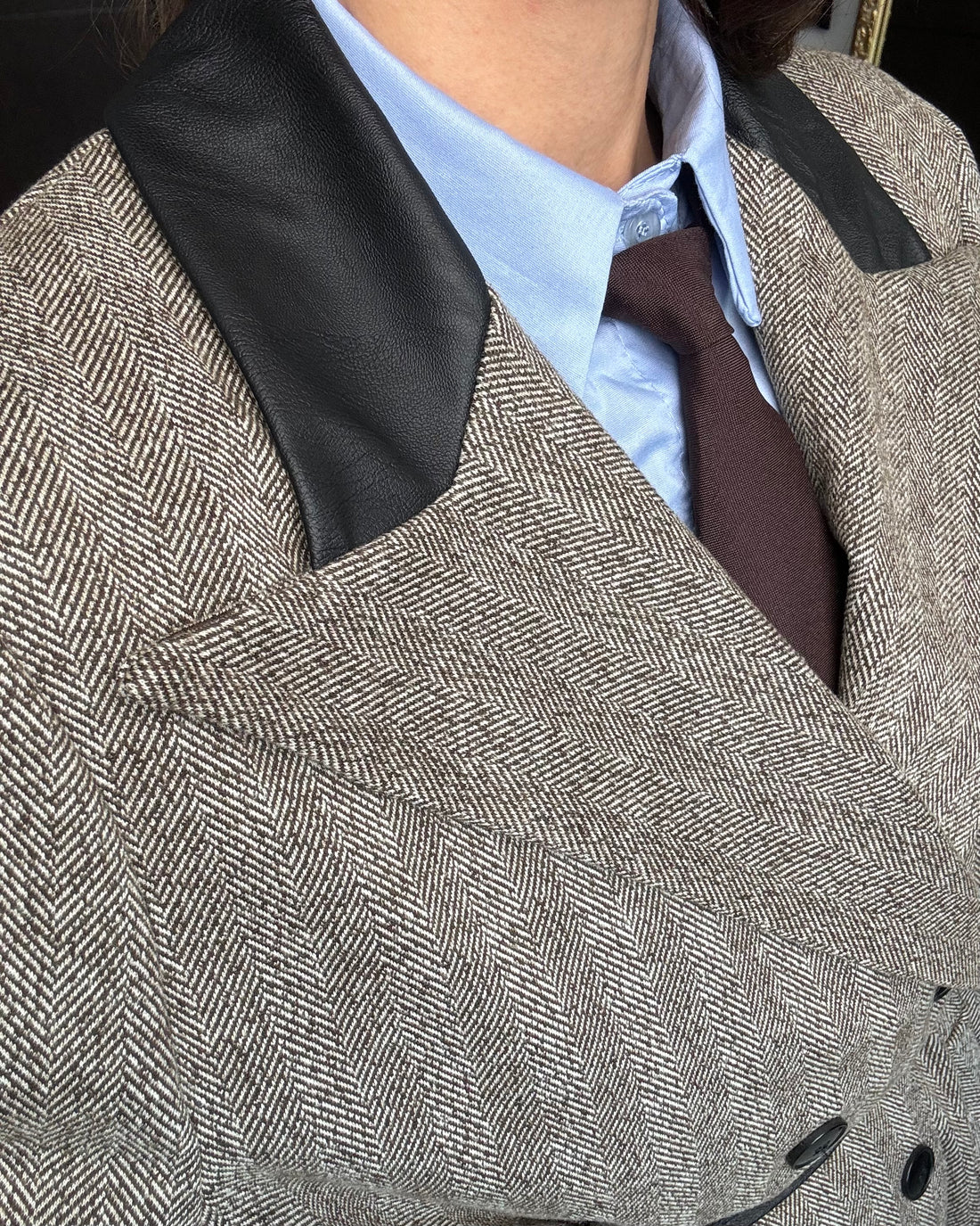 Cappottino blazer con cintura spigato