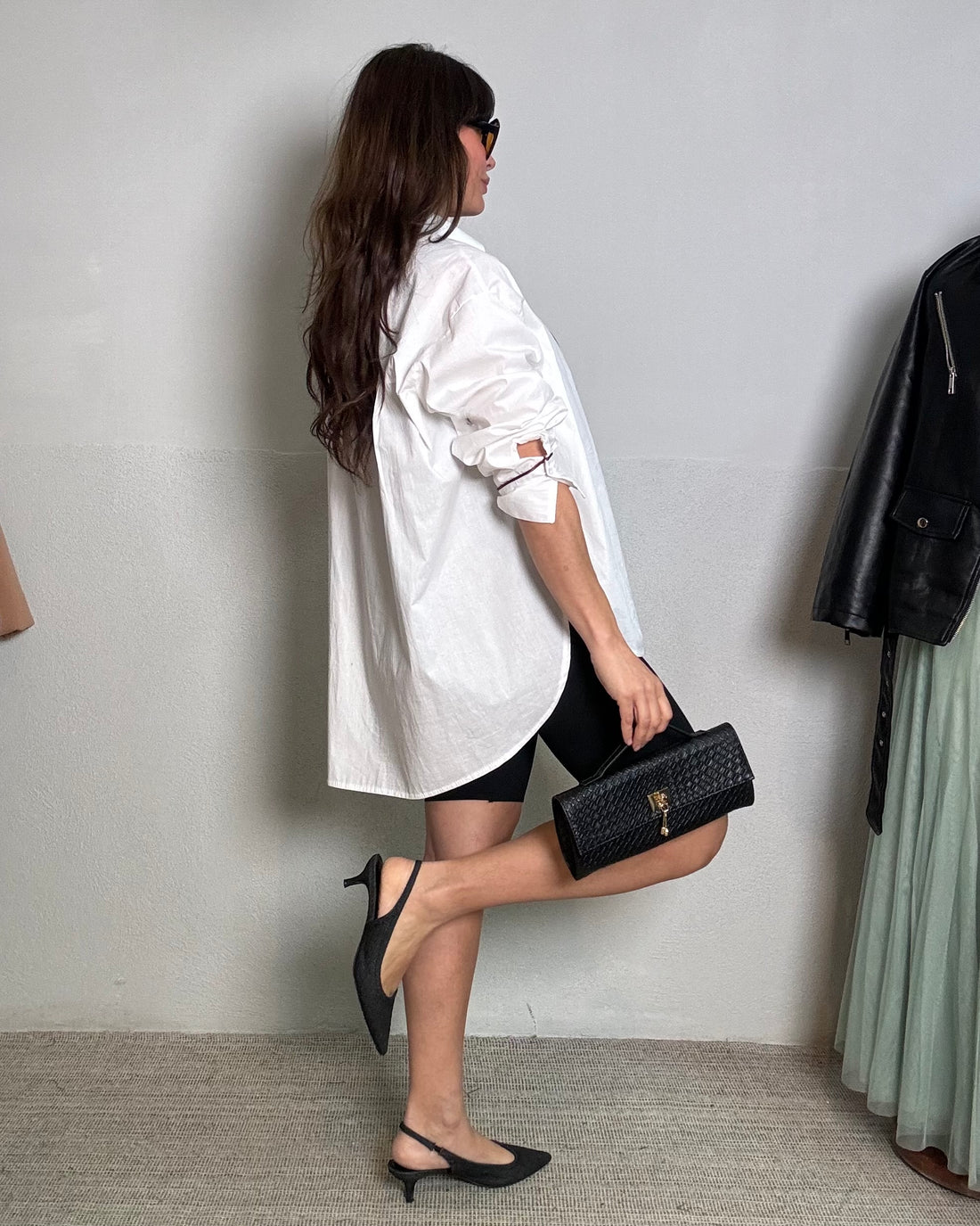 Camicia lunga Charlotte con fiocco/cravatta