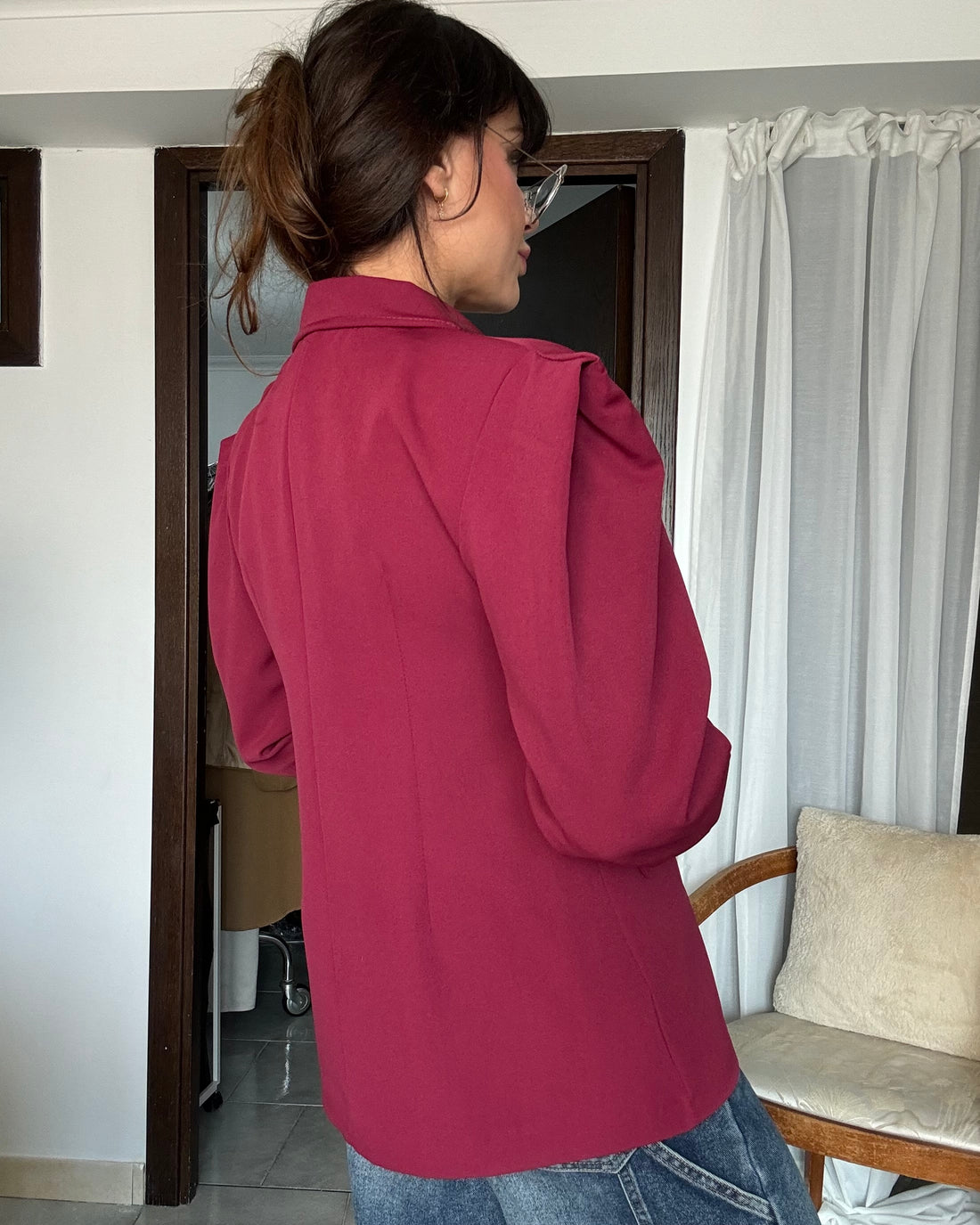 Blazer spallina strutturata borgogna