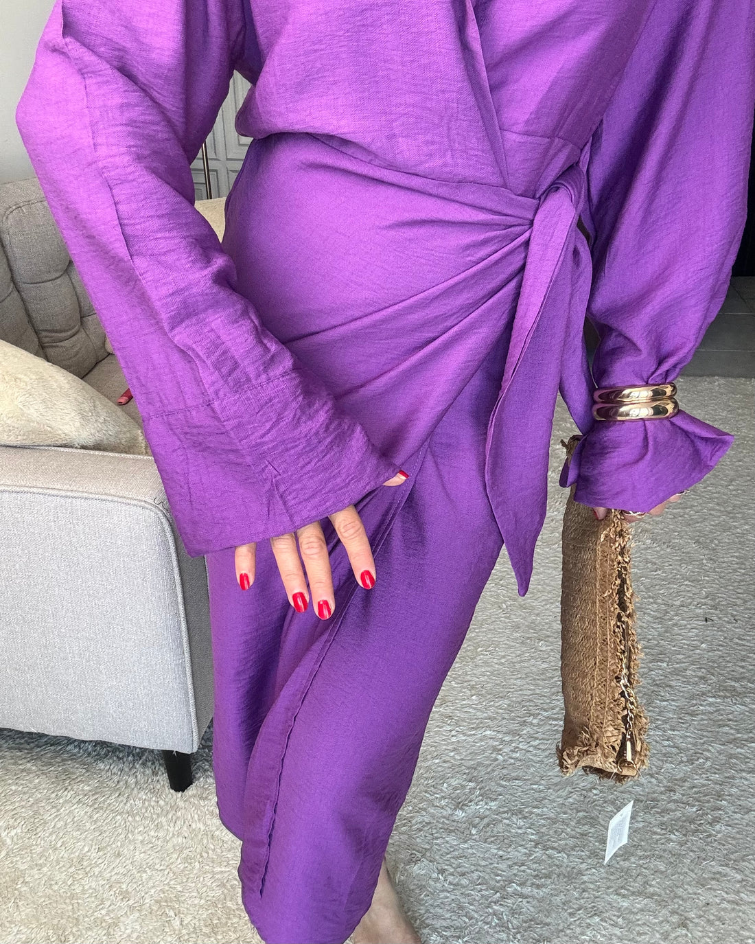 Abito SS80 maxi spallina 100% viscosa viola orchidea