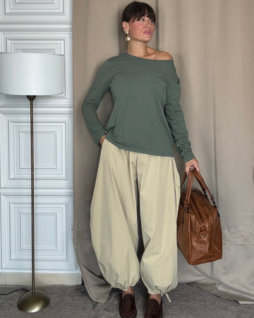 Pantalone ballon burro tessuto tecnico