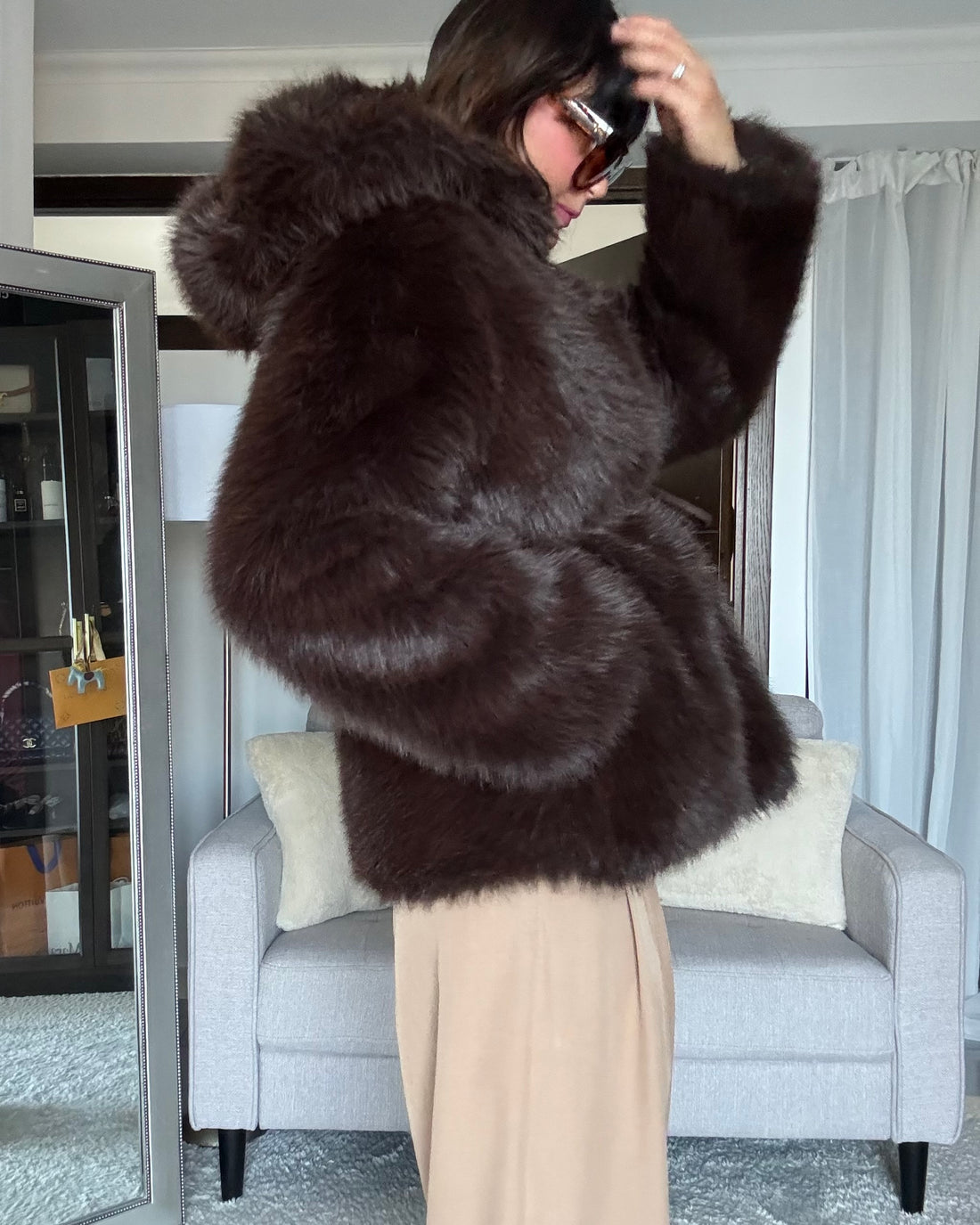Eco pelliccia visone moro