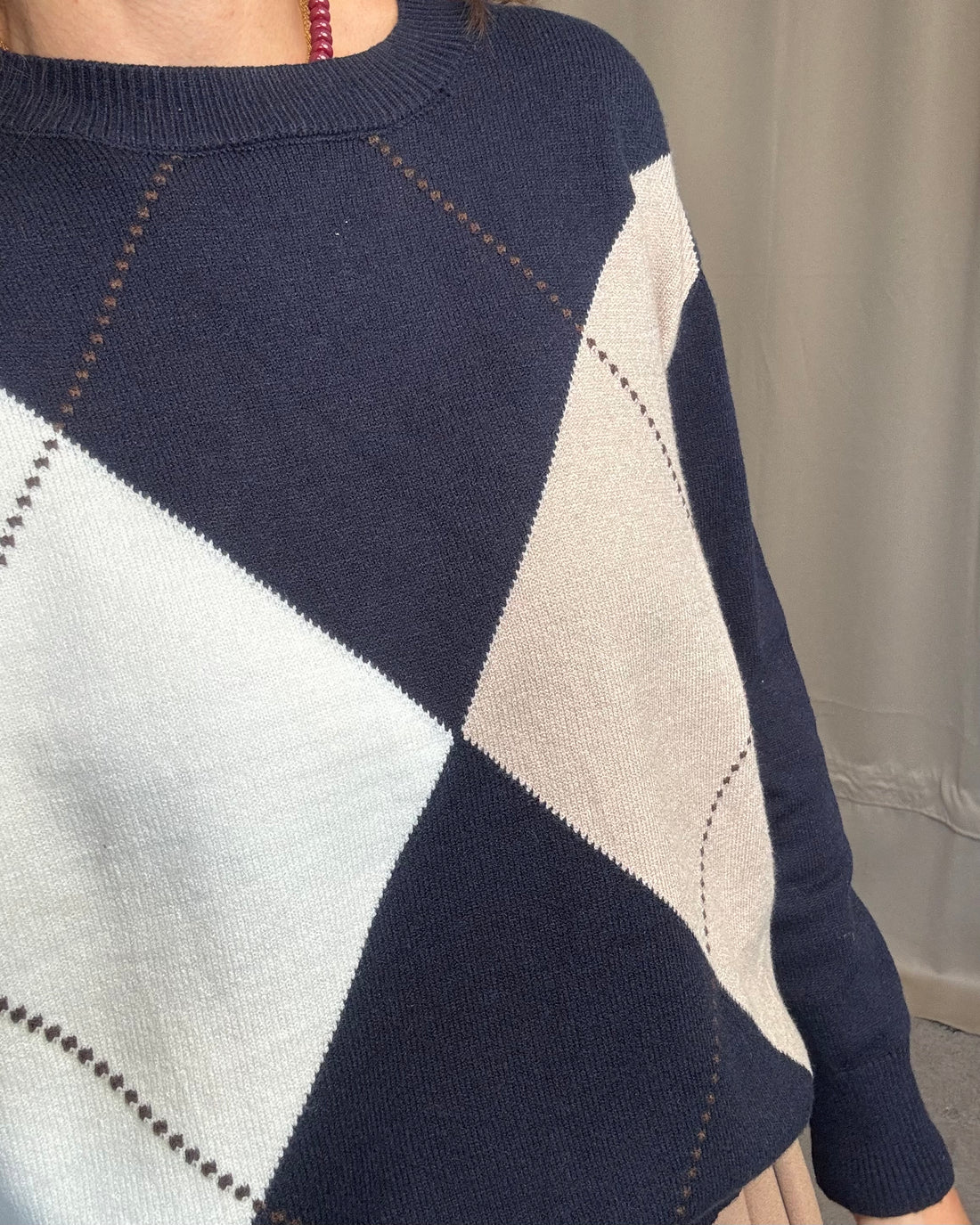 Pullover in calda viscosa rombi blu