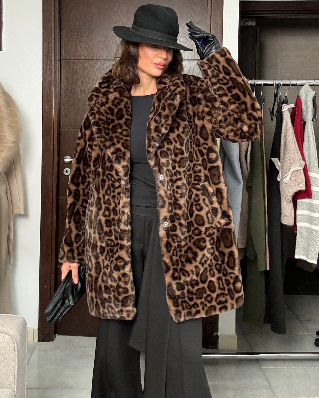 Eco pelliccia teddy maculata