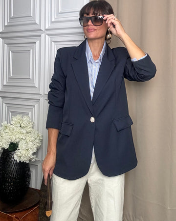 Blazer monopetto “taglio uomo “sartoriale blu