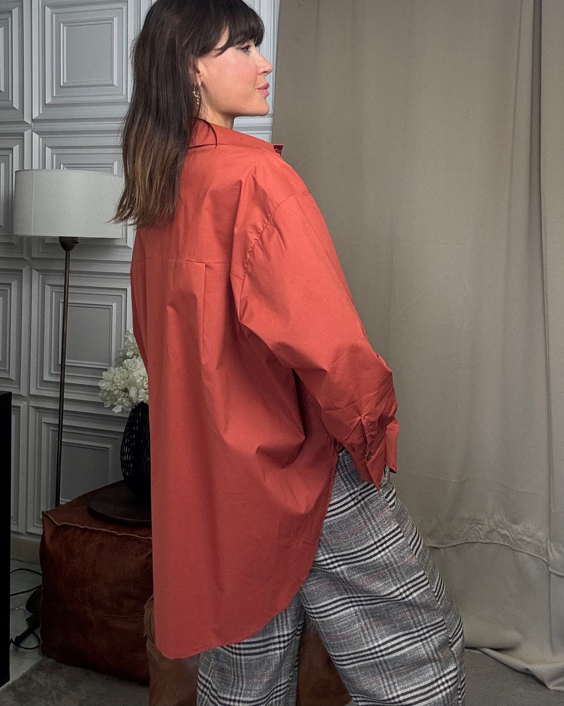 Camicia oversize ruggine  100% cotone